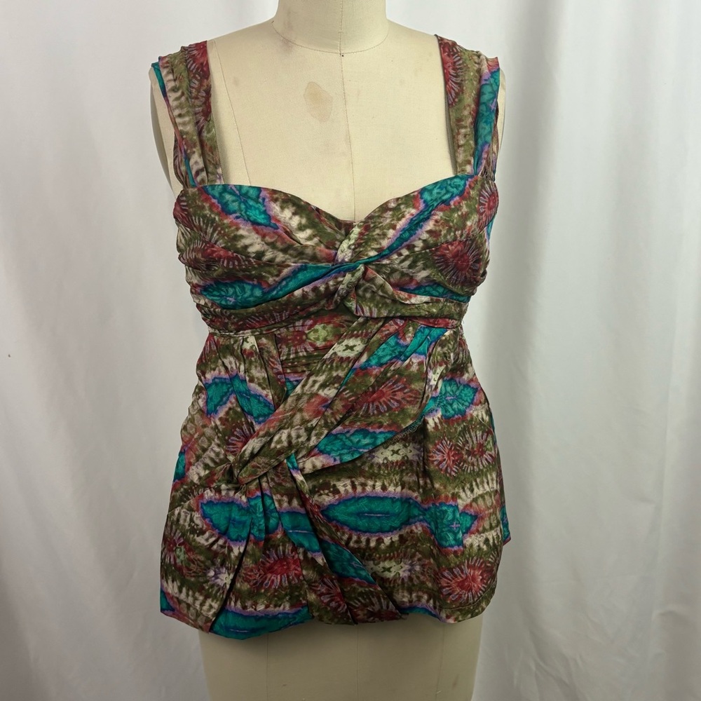 Nanette Lepore Silk Boho Bustier Peplum Tank Top